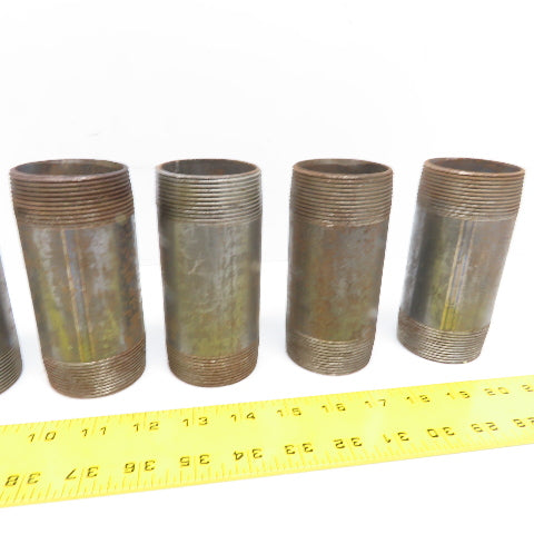 2" NPT 5" Long Malleable Iron Black Pipe Nipple Schedule 40 Welded Lot of 7