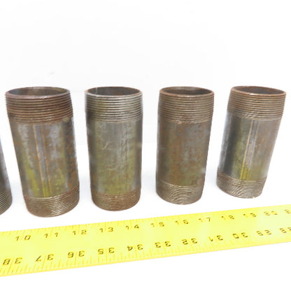 2" NPT 5" Long Malleable Iron Black Pipe Nipple Schedule 40 Welded Lot of 7