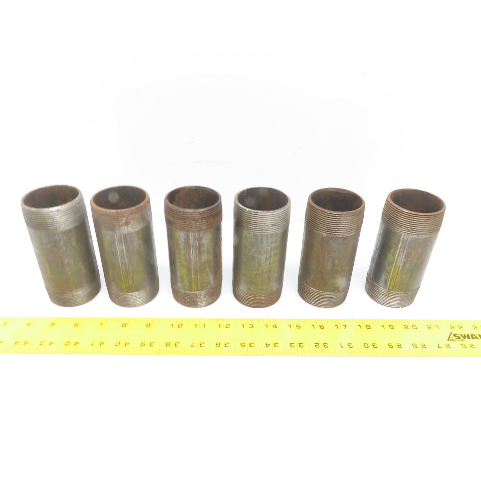 2" NPT 5" Long Malleable Iron Black Pipe Nipple Schedule 40 Welded Lot of 7