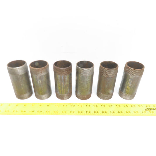 2" NPT 5" Long Malleable Iron Black Pipe Nipple Schedule 40 Welded Lot of 7