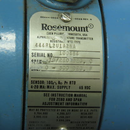 Rosemount 444RL2U1A2NA Temperature Transmitter 4-20Ma 45VDC