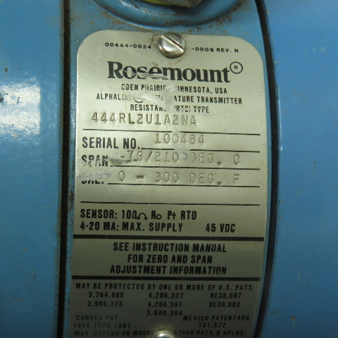 Rosemount 444RL2U1A2NA Temperature Transmitter 4-20Ma 45VDC