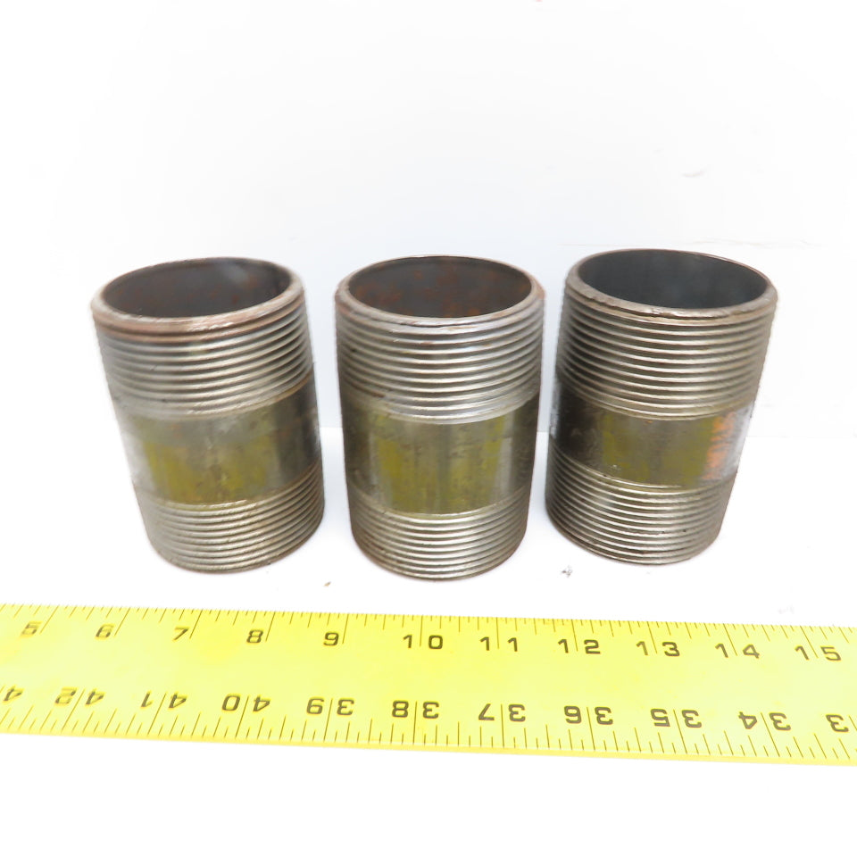 2-1/2" NPT 4" Long Malleable Iron Black Pipe Nipple Schedule 40 Lot of 9