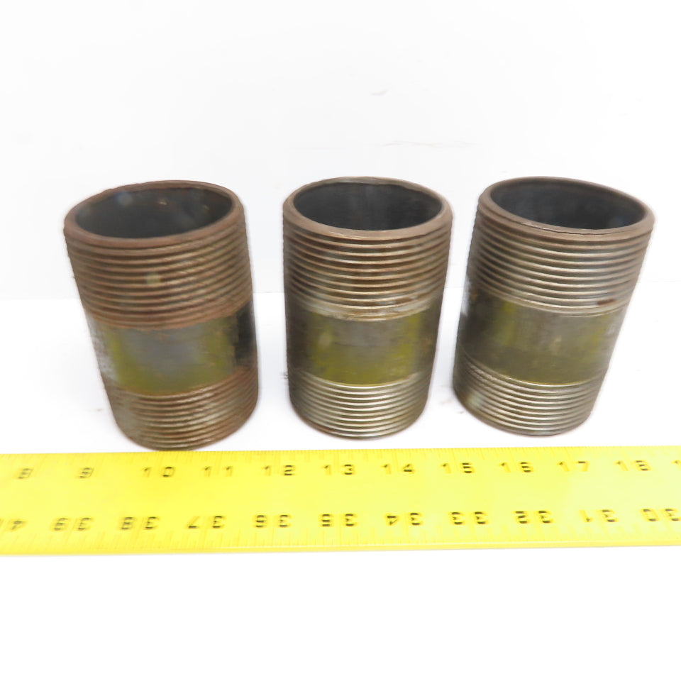 2-1/2" NPT 4" Long Malleable Iron Black Pipe Nipple Schedule 40 Lot of 9