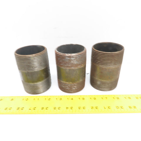 2-1/2" NPT 4" Long Malleable Iron Black Pipe Nipple Schedule 40 Lot of 9