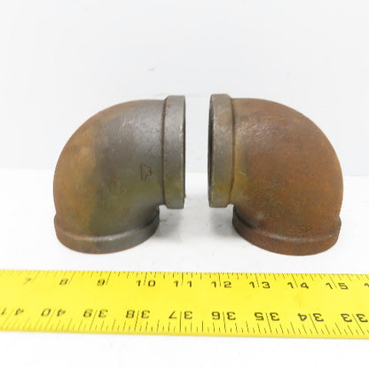 Anvil 2-1/2" NPT 90° Elbow Malleable Iron Black Pipe Fitting USA Lot of 2