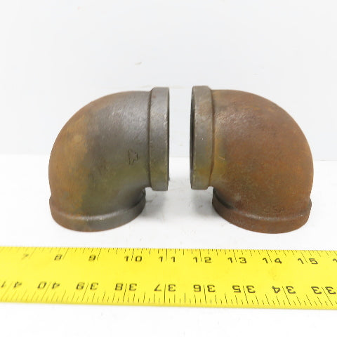 Anvil 2-1/2" NPT 90° Elbow Malleable Iron Black Pipe Fitting USA Lot of 2