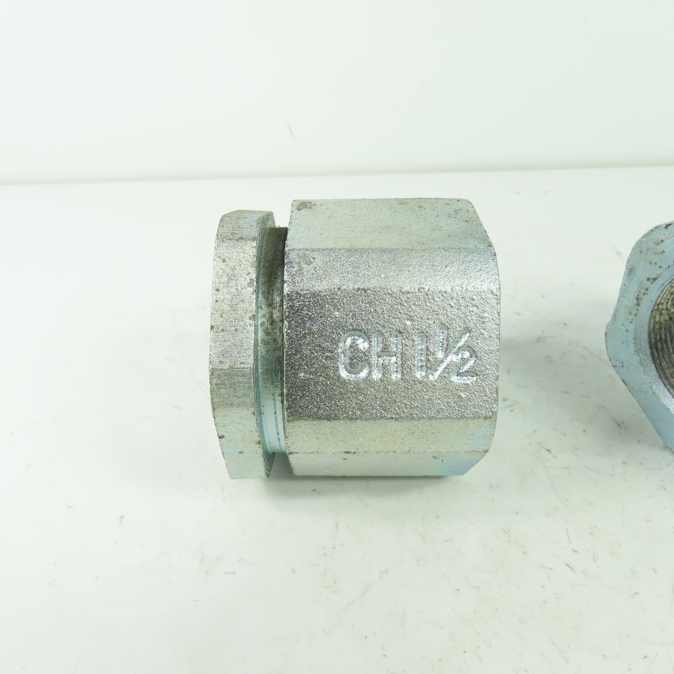CH 1-1/2" 3-Piece Malleable Iron Conduit Coupling Lot Of 2