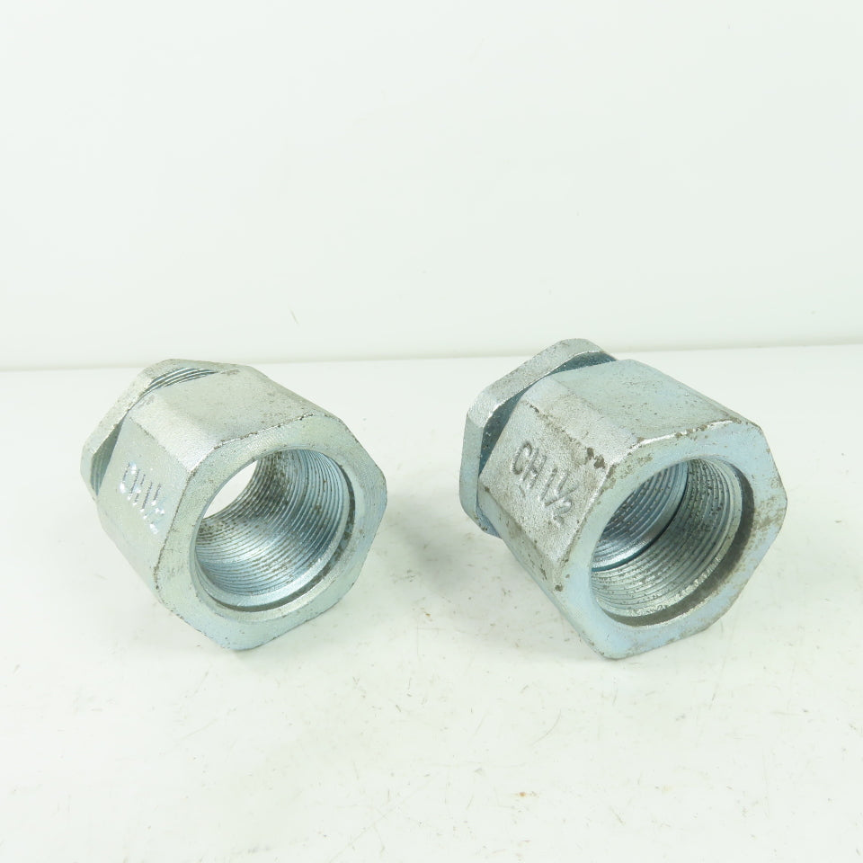 CH 1-1/2" 3-Piece Malleable Iron Conduit Coupling Lot Of 2