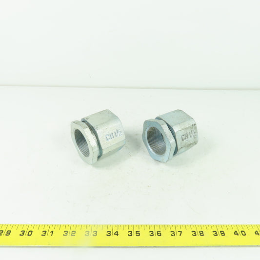 CH 1-1/2" 3-Piece Malleable Iron Conduit Coupling Lot Of 2