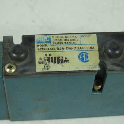 Mac 92B-BAB-BJA-DM-DDAP-1DM Solenoid Valve 20 To 120PSI 24VDC