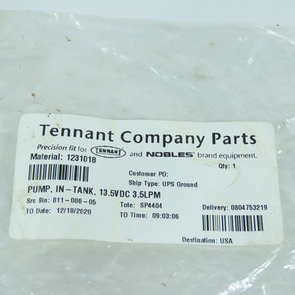 Tennant 1231018 In-Tank Pump 12VDC 3.5LPM