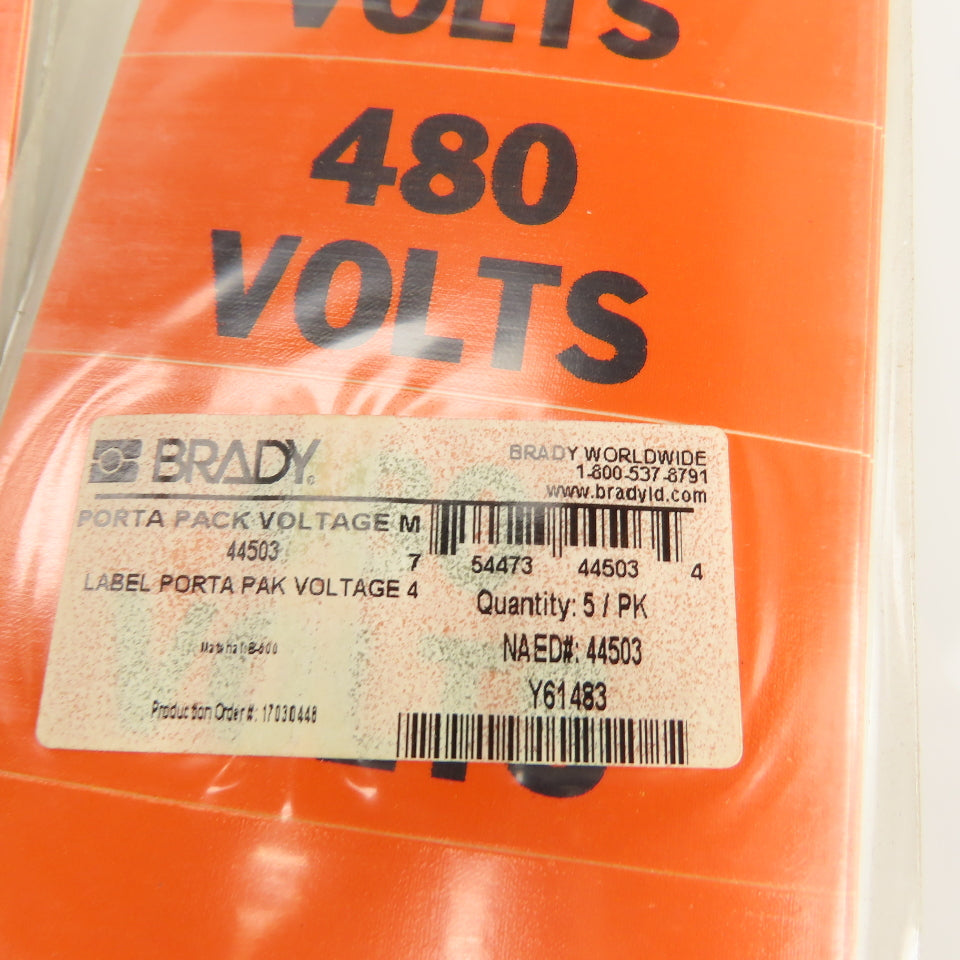 Brady 44500, 44501, 44503 120V, 240V 480V Voltage Label Stickers Markers Lot/120