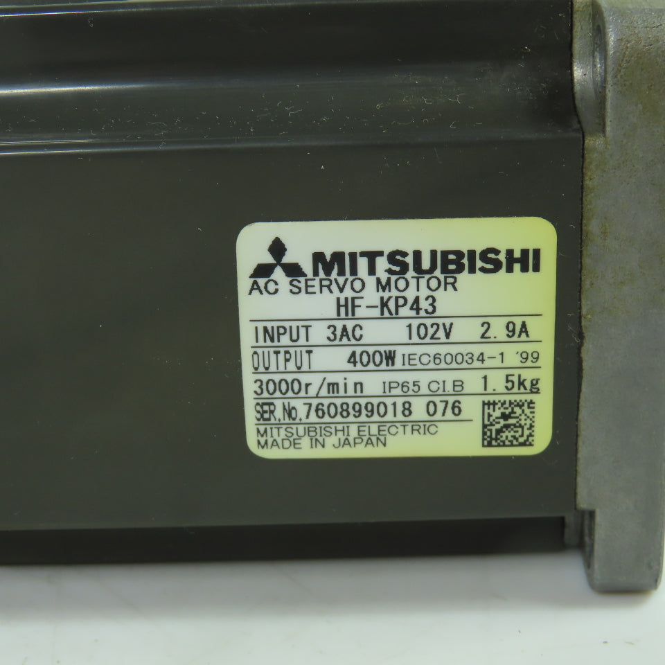 Mitsubishi HF-KP43 AC Servo Motor 102V 2.9A 400W 3000RPM