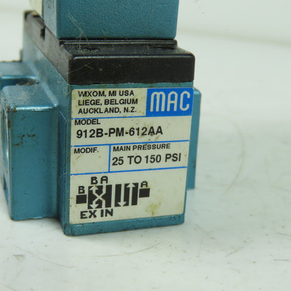 Mac 912B-PM-612AA Solenoid Valve 24VDC 25-150PSI PME-612AAA