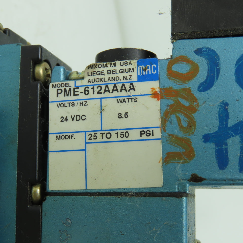 Mac 912B-PM-612AA Solenoid Valve 24VDC 25-150PSI PME-612AAA