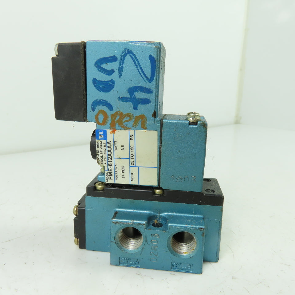 Mac 912B-PM-612AA Solenoid Valve 24VDC 25-150PSI PME-612AAA