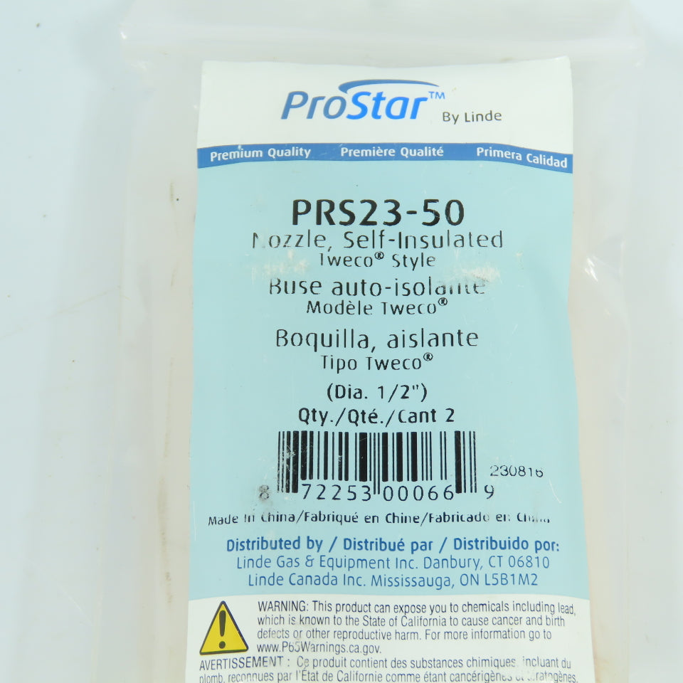 Linde ProStar PRS23-50 Welding Nozzle Self Insulated 1/2" Diam. Pack/2