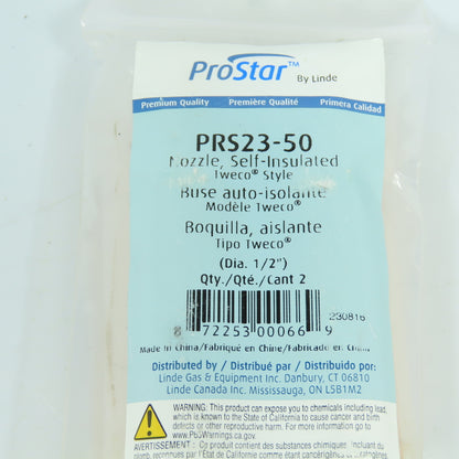Linde ProStar PRS23-50 Welding Nozzle Self Insulated 1/2" Diam. Pack/2