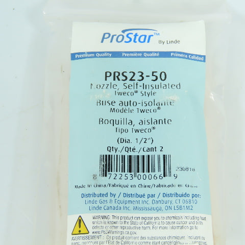Linde ProStar PRS23-50 Welding Nozzle Self Insulated 1/2" Diam. Pack/2