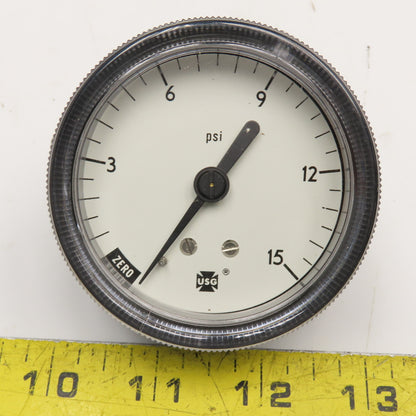 USG 0-15 PSI Panel Mount 1/8" NPT Back Port Pressure Gauge 2-3/4" Dial
