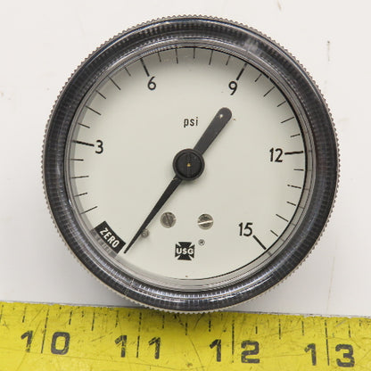 USG 0-15 PSI Panel Mount 1/8" NPT Back Port Pressure Gauge 2-3/4" Dial