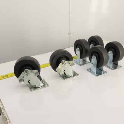 Durastar 34 Series Heavy Duty 6" x 2" Casters 4-Rigid 2-Swivel W/ Brake Set Of 6