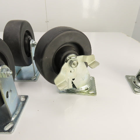 Durastar 34 Series Heavy Duty 6" x 2" Casters 4-Rigid 2-Swivel W/ Brake Set Of 6