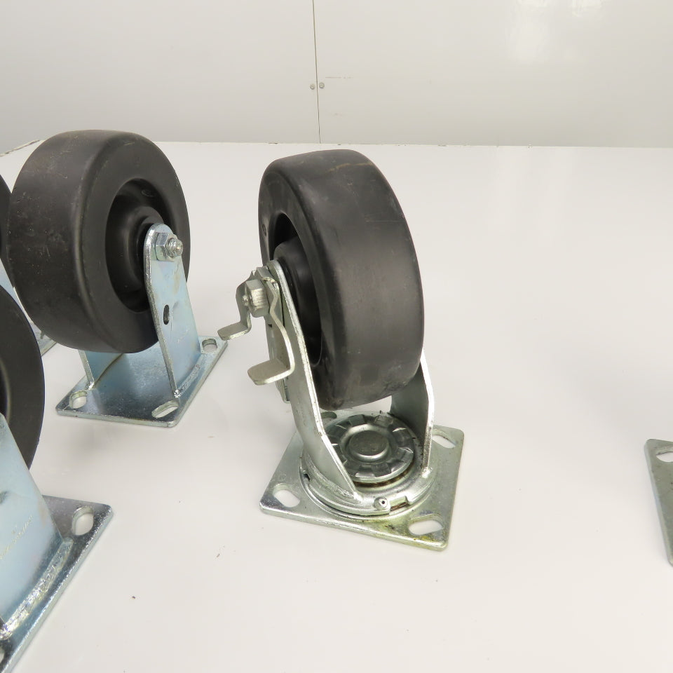 Durastar 34 Series Heavy Duty 6" x 2" Casters 4-Rigid 2-Swivel W/ Brake Set Of 6