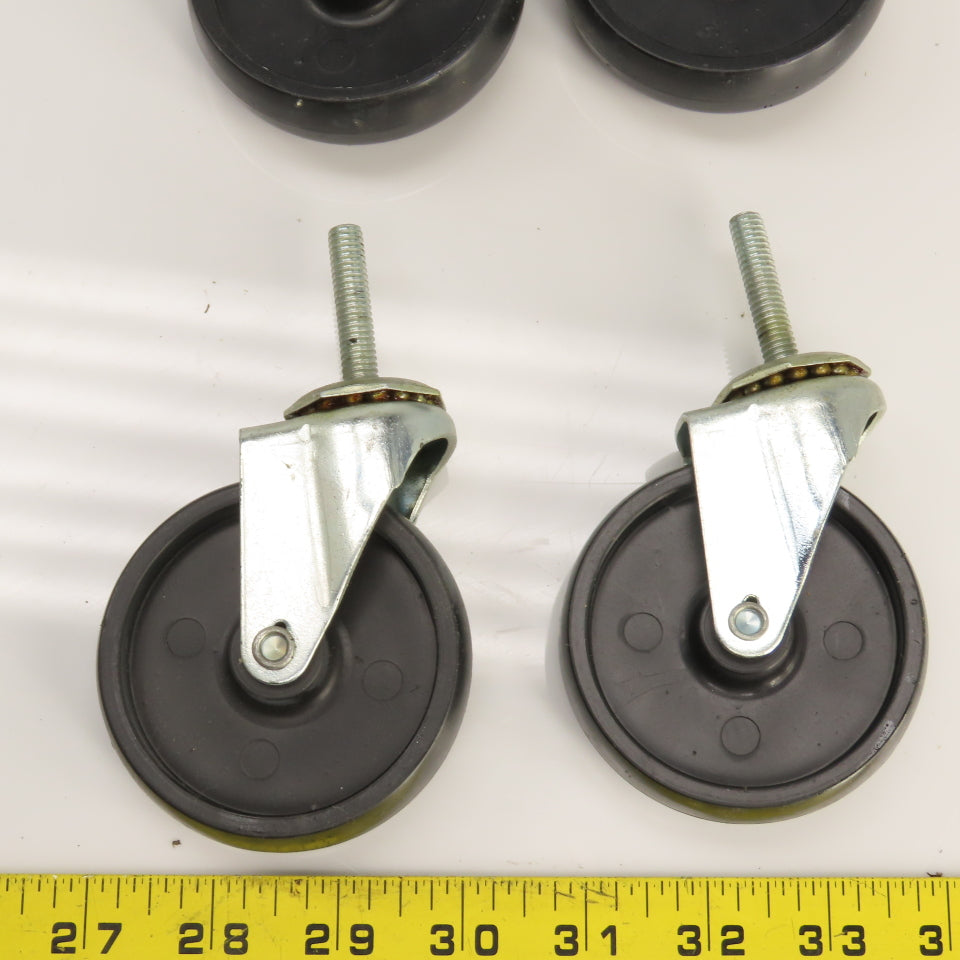 Light Duty 5/16-18 Stud Mount 3" x 3/4" Swivel Casters W/ 4 Brakes Set Of 8