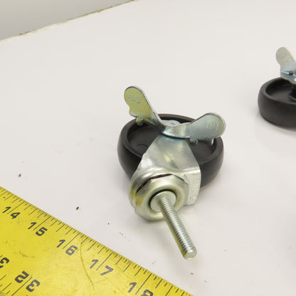 Light Duty 5/16-18 Stud Mount 3" x 3/4" Swivel Casters W/ 4 Brakes Set Of 8