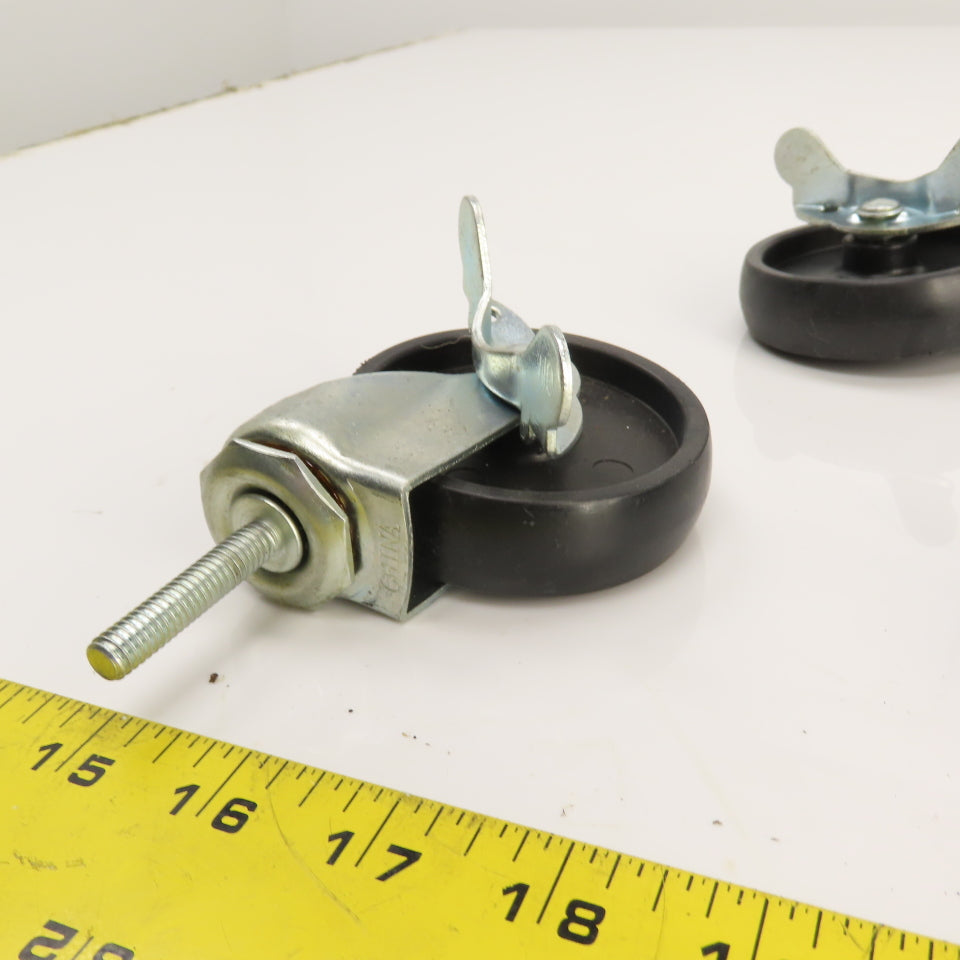 Light Duty 5/16-18 Stud Mount 3" x 3/4" Swivel Casters W/ 4 Brakes Set Of 8