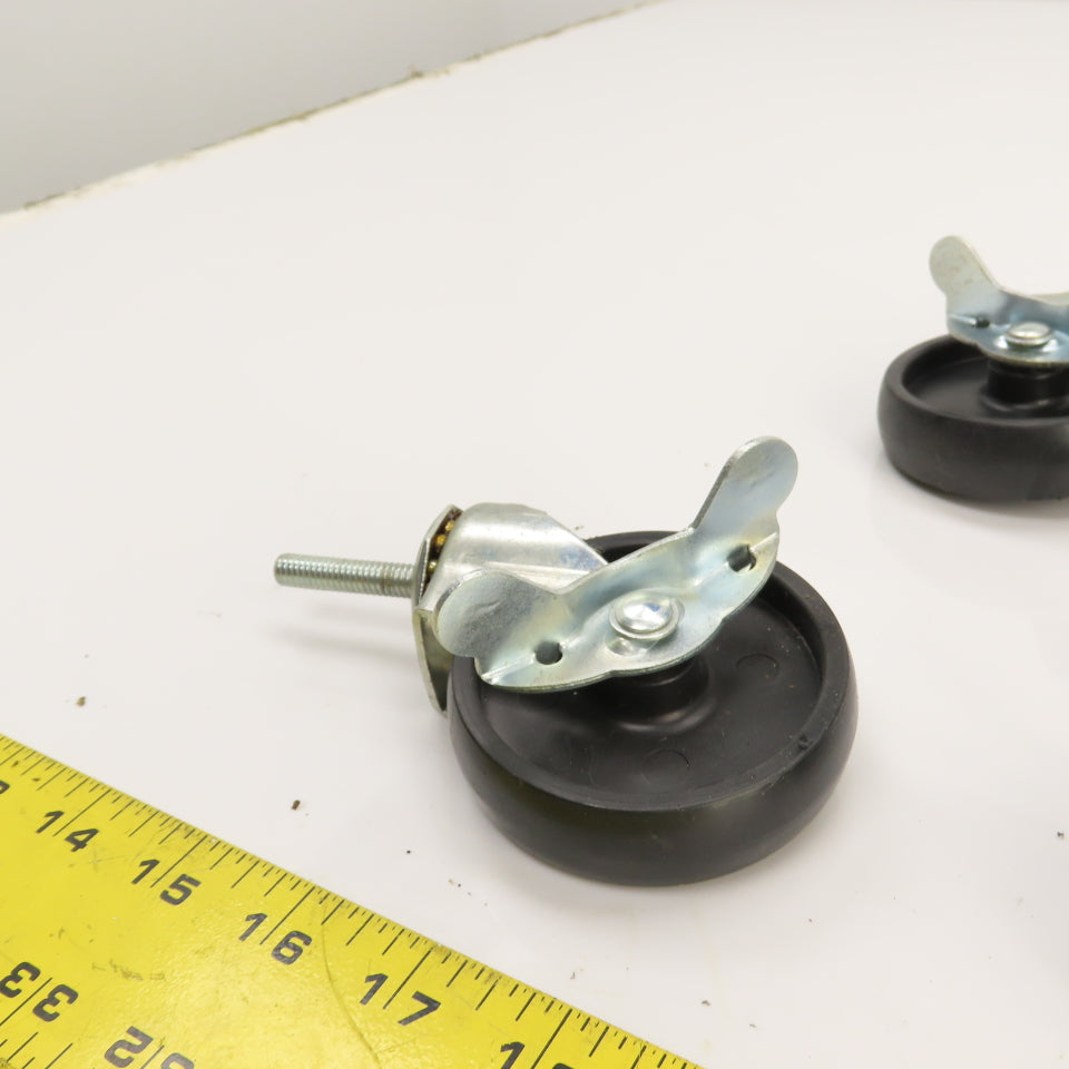 Light Duty 5/16-18 Stud Mount 3" x 3/4" Swivel Casters W/ 4 Brakes Set Of 8