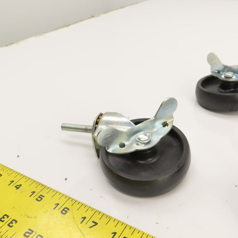 Light Duty 5/16-18 Stud Mount 3" x 3/4" Swivel Casters W/ 4 Brakes Set Of 8