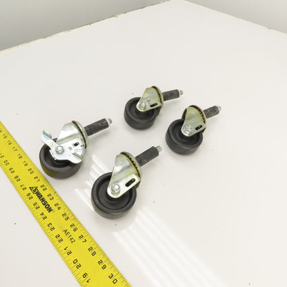 Med. Duty 1/2-13 Stud Mount 3" x 1.25" Swivel Casters W/ 1 Brake Set Of 4