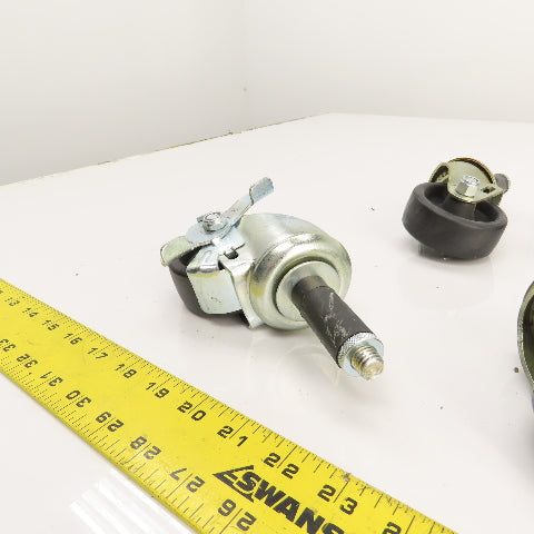 Med. Duty 1/2-13 Stud Mount 3" x 1.25" Swivel Casters W/ 1 Brake Set Of 4
