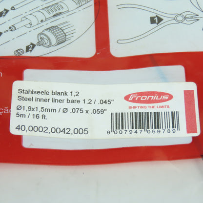 Fronius 40,0002,0042,005 0.045 Bare Steel Inner Liner 5m / 16 Ft Long