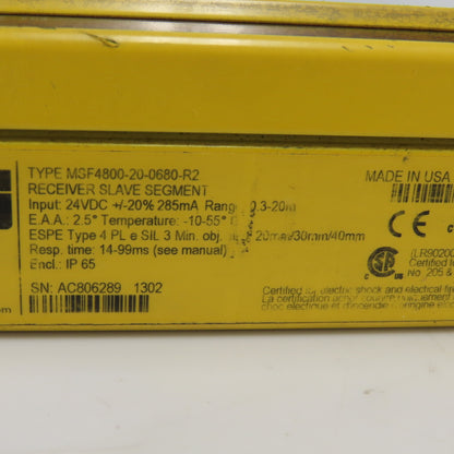 Omron MSF4800-20-0680-R2 Minisafe Light Curtain Receiver 24VDC 0.3-20m Range