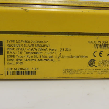 Omron MSF4800-20-0680-R2 Minisafe Light Curtain Receiver 24VDC 0.3-20m Range
