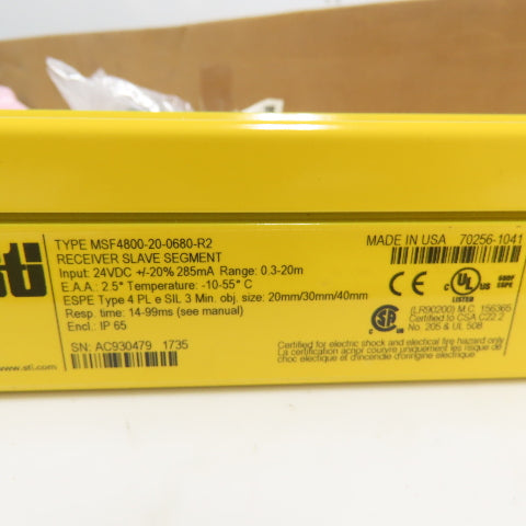 Omron MSF4800-20-0680-R2 Minisafe Light Curtain Receiver 24VDC 0.3-20m Range