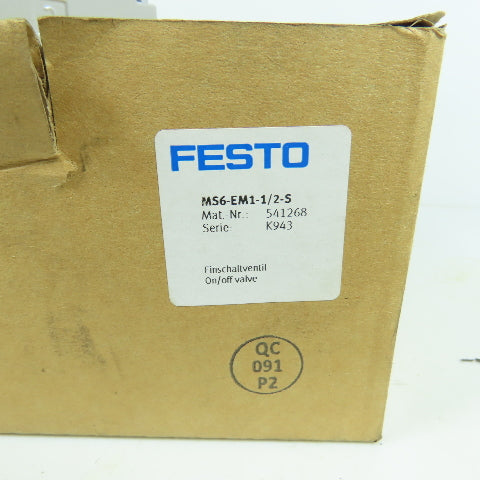 Festo MS6-EM1-1/2-S 541268 Shut-Off Valve 1/2" 18 Bar 8700 l/min W/ U-1/2-B