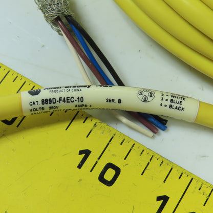 Allen Bradley 889D-F4EC-10 Ser B 4 Pin DC Micro Braid Shield QD Cordset 10 Meter