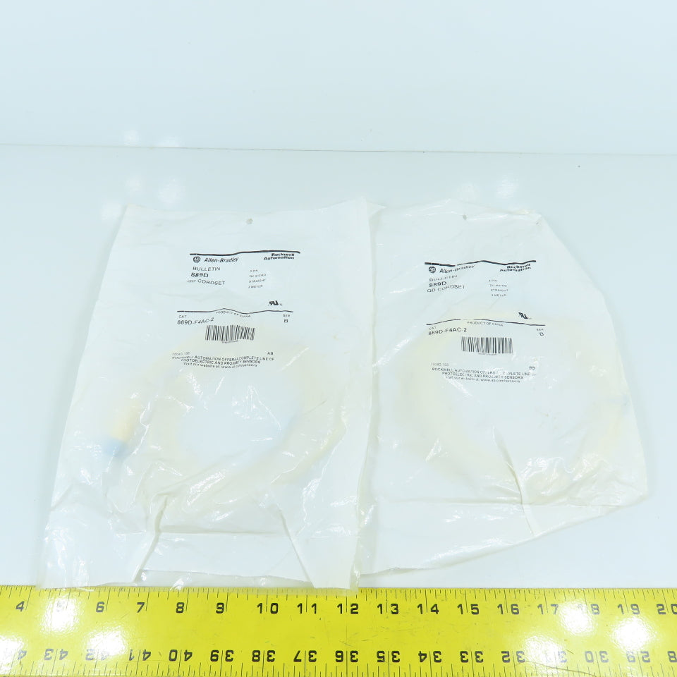 Allen Bradley 889D-F4AC-2 Ser B QD Cordset 4-Pin DC Micro 2 Meter SEALED Lot/2