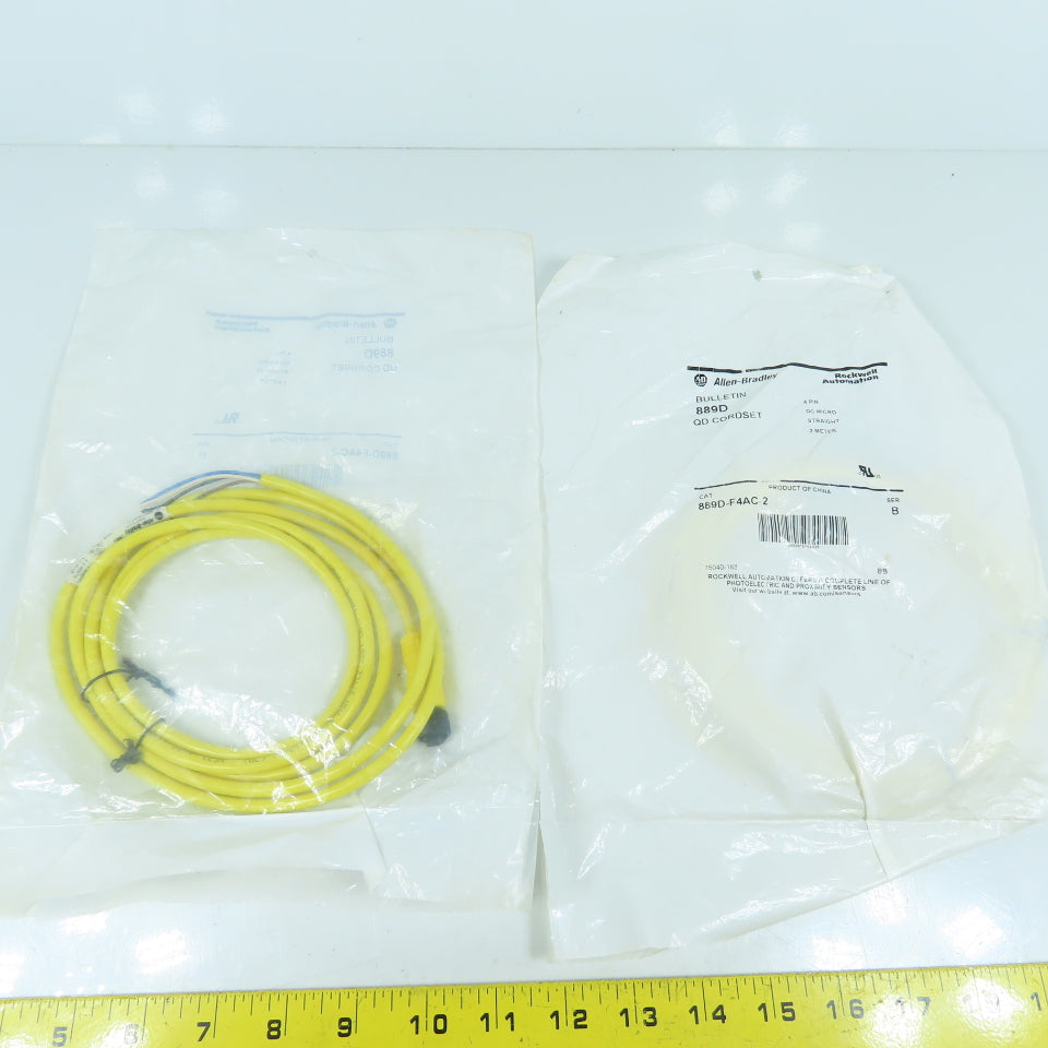 Allen Bradley 889D-F4AC-2 Ser B QD Cordset 4-Pin DC Micro 2 Meter SEALED Lot/2
