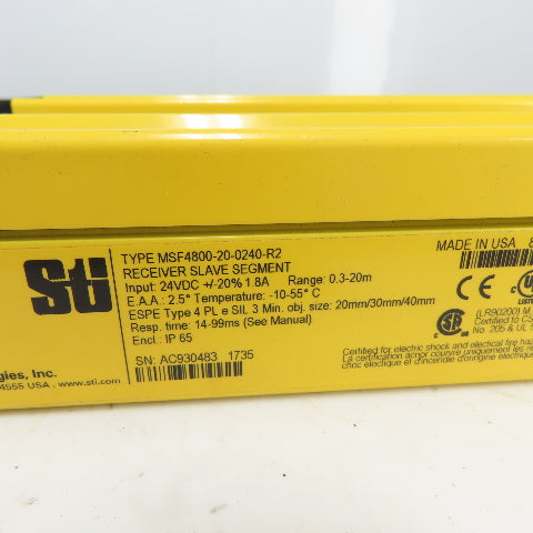 Omron MSF4800-20-0240-R2 Receiver MSF4800-20-0240-X2 Transmitter Safety Curtain