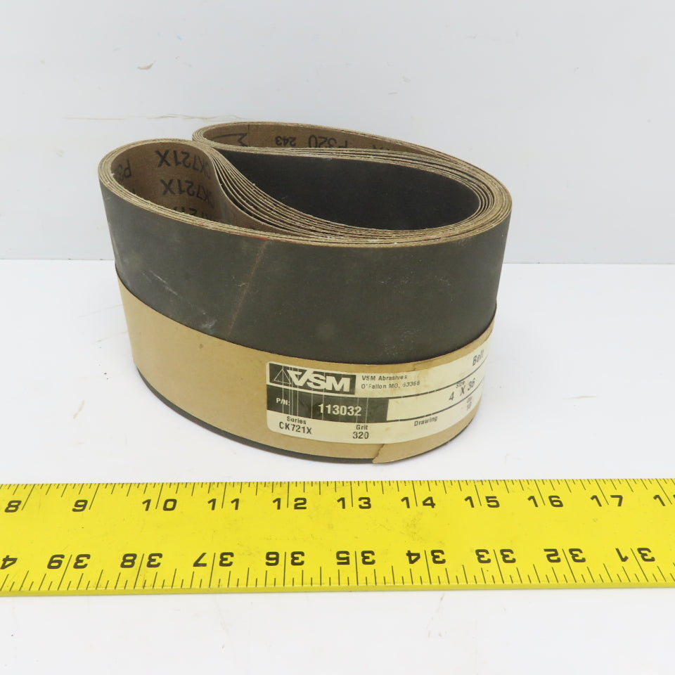 VSM 113032 4 x 36 Abrasive Belt 320 Grit S/C CK721X Lot of 9