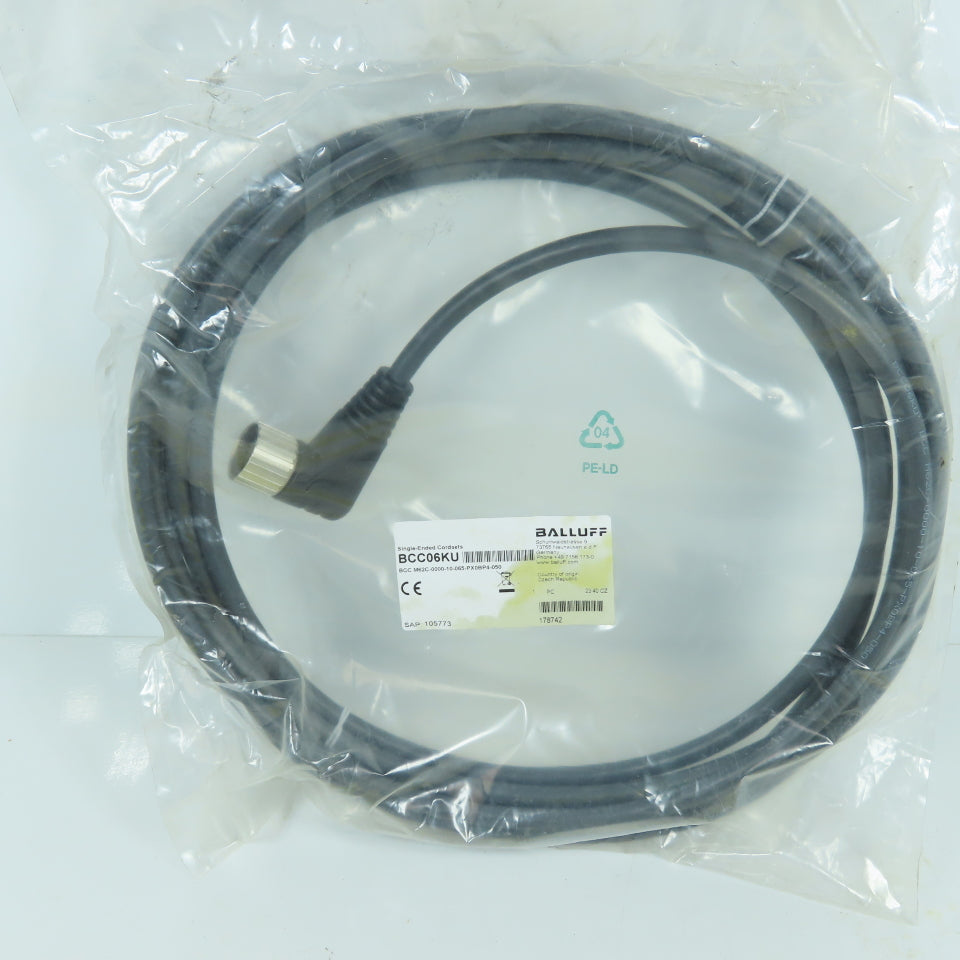 Balluff BCC06KU BCC M62C-0000-10-065-PX0BP4-050 Single Ended Cordset 5 Meter