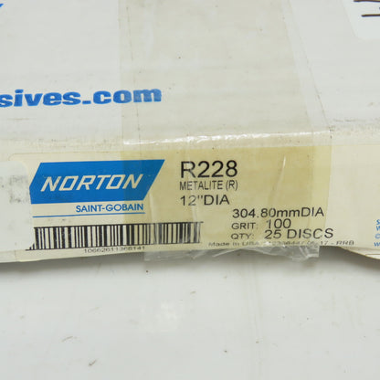 Norton R228 120" Grinding Disk 100 Grit Lot Of 25