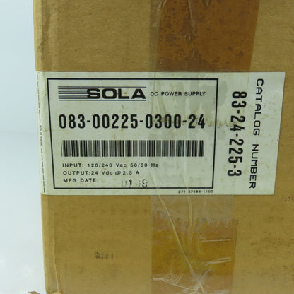 Sola 83-24-225-03 24VDC 2.5A Power Supply 120-240VAC Input NEW IN BOX
