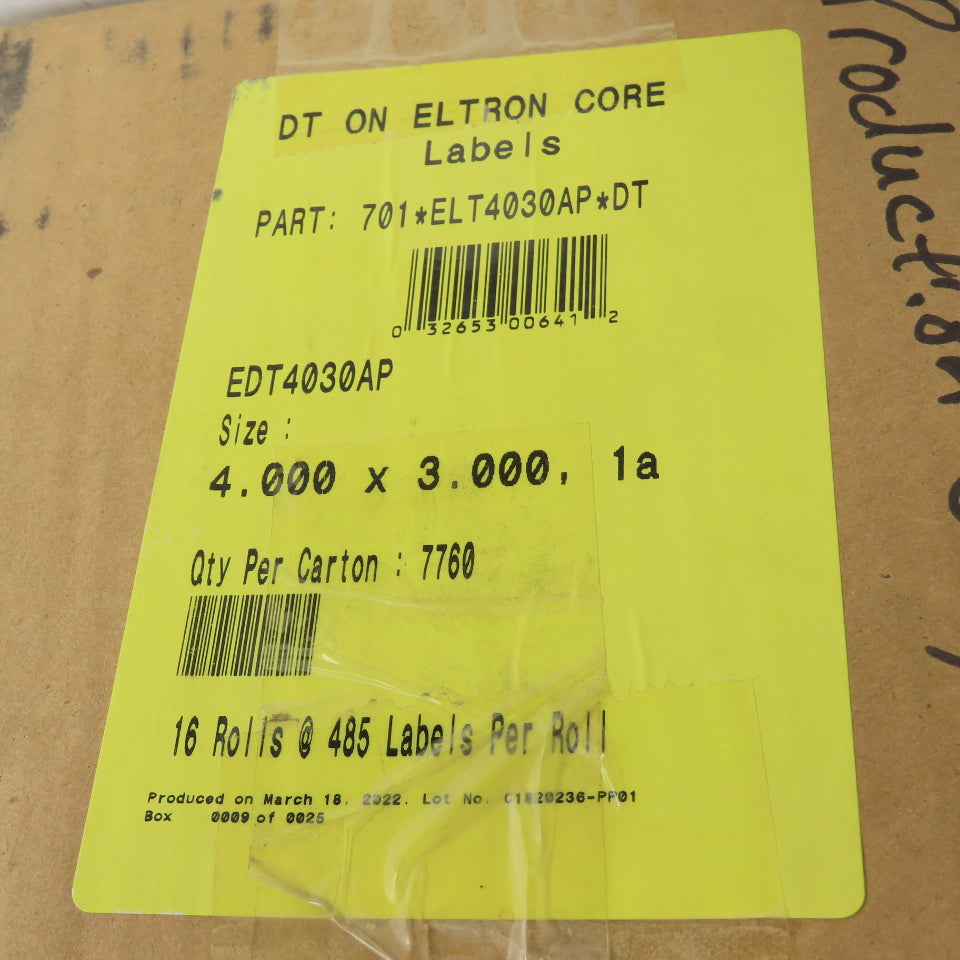 701*ELT4030AP*DT 4" X 3" Thermal Print Labels 16 Rolls At 485Labels Per Roll
